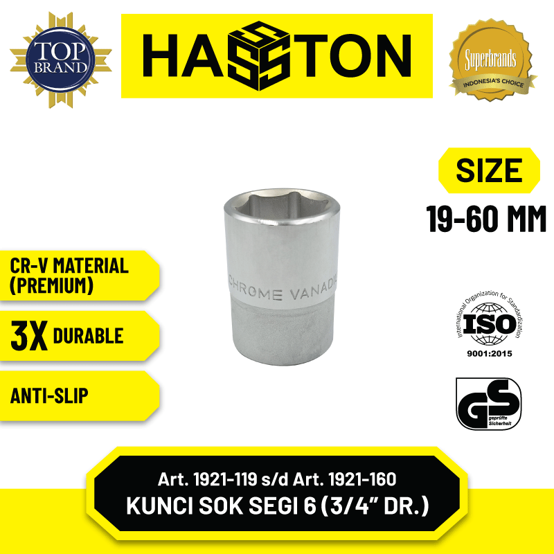 Kunci Sok Crom Segi 6 3/4