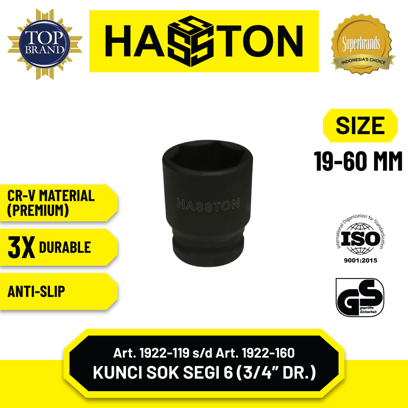 Kunci Sok Impact Deep Socket Segi 6 3/4